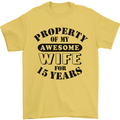 15th Wedding Anniversary 15 Year Funny Wife Mens T-Shirt 100% Cotton Yellow