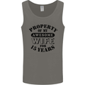 15th Wedding Anniversary 15 Year Funny Wife Mens Vest Tank Top Charcoal