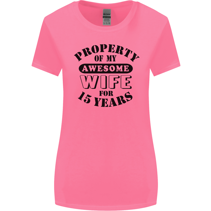 15th Wedding Anniversary 15 Year Funny Wife Womens Wider Cut T-Shirt Azalea