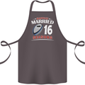 16 Year Wedding Anniversary 16th Rugby Cotton Apron 100% Organic Dark Grey