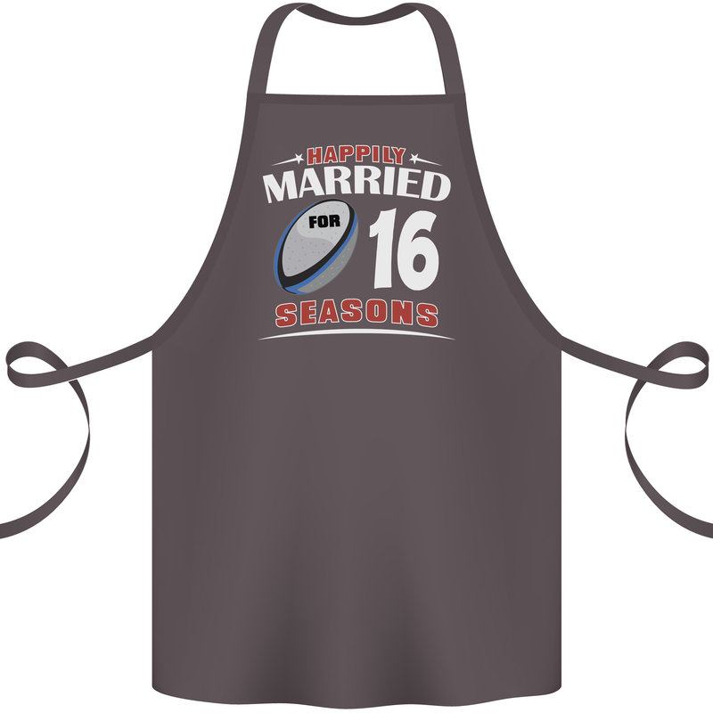 16 Year Wedding Anniversary 16th Rugby Cotton Apron 100% Organic Dark Grey