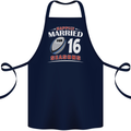 16 Year Wedding Anniversary 16th Rugby Cotton Apron 100% Organic Navy Blue