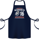 16 Year Wedding Anniversary 16th Rugby Cotton Apron 100% Organic Navy Blue