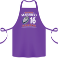 16 Year Wedding Anniversary 16th Rugby Cotton Apron 100% Organic Purple