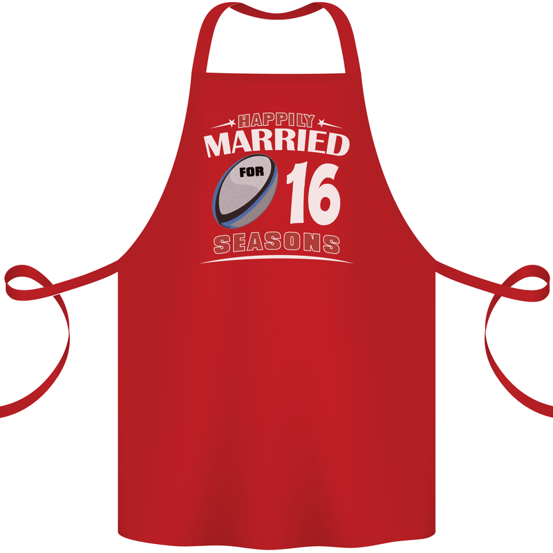 16 Year Wedding Anniversary 16th Rugby Cotton Apron 100% Organic Red