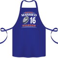 16 Year Wedding Anniversary 16th Rugby Cotton Apron 100% Organic Royal Blue