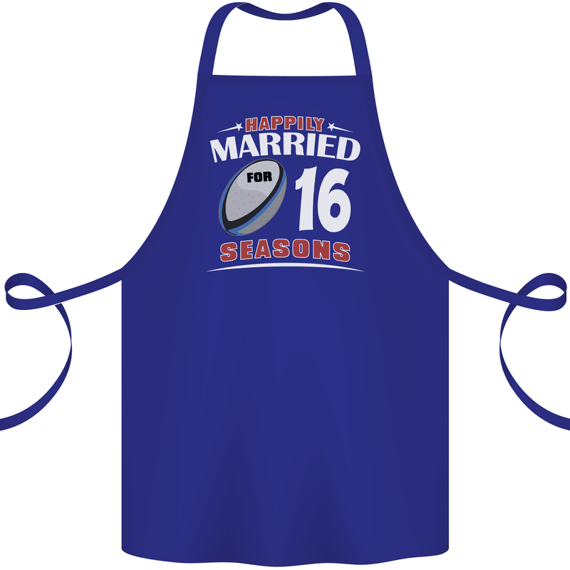 16 Year Wedding Anniversary 16th Rugby Cotton Apron 100% Organic Royal Blue