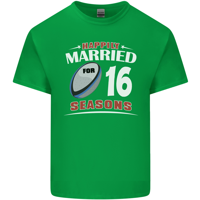 16 Year Wedding Anniversary 16th Rugby Mens Cotton T-Shirt Tee Top Irish Green