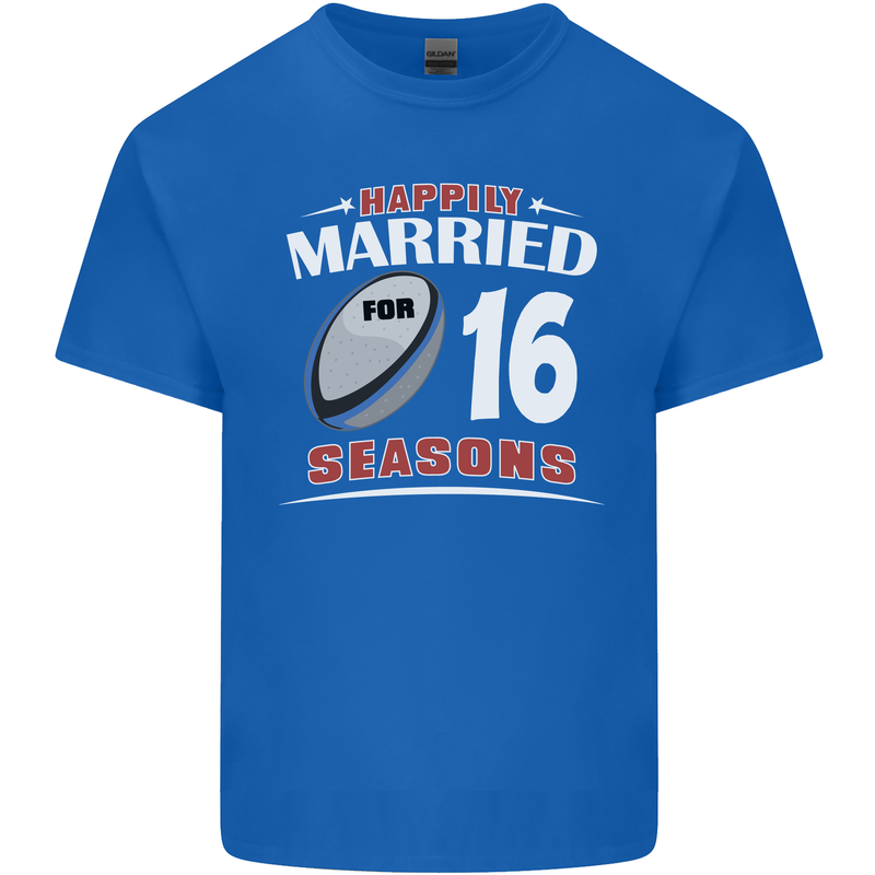 16 Year Wedding Anniversary 16th Rugby Mens Cotton T-Shirt Tee Top Royal Blue