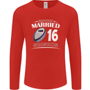 16 Year Wedding Anniversary 16th Rugby Mens Long Sleeve T-Shirt Red