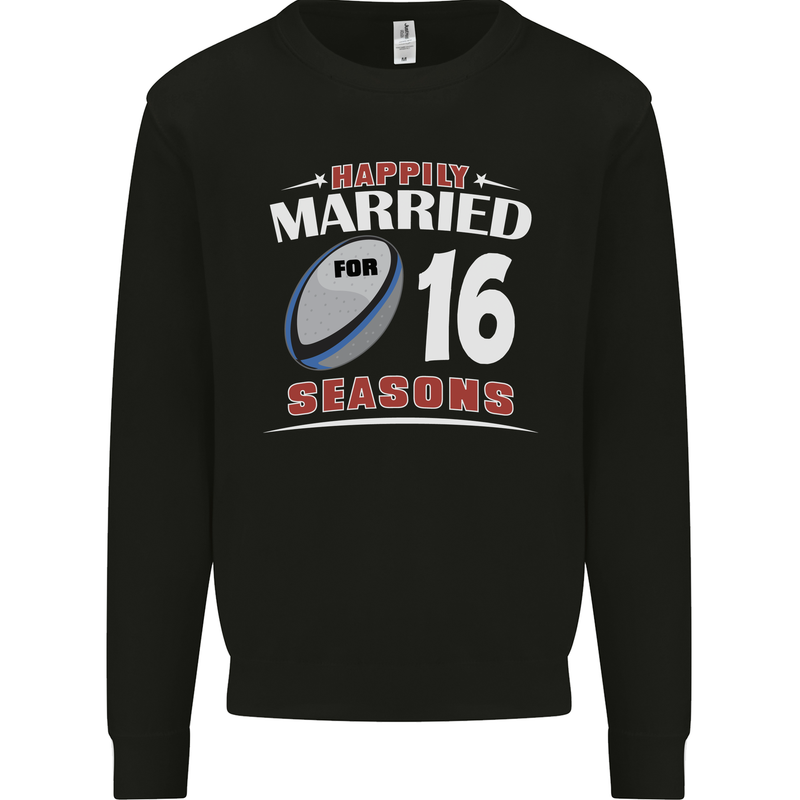 16 Year Wedding Anniversary 16th Rugby Mens Sweatshirt Jumper Black