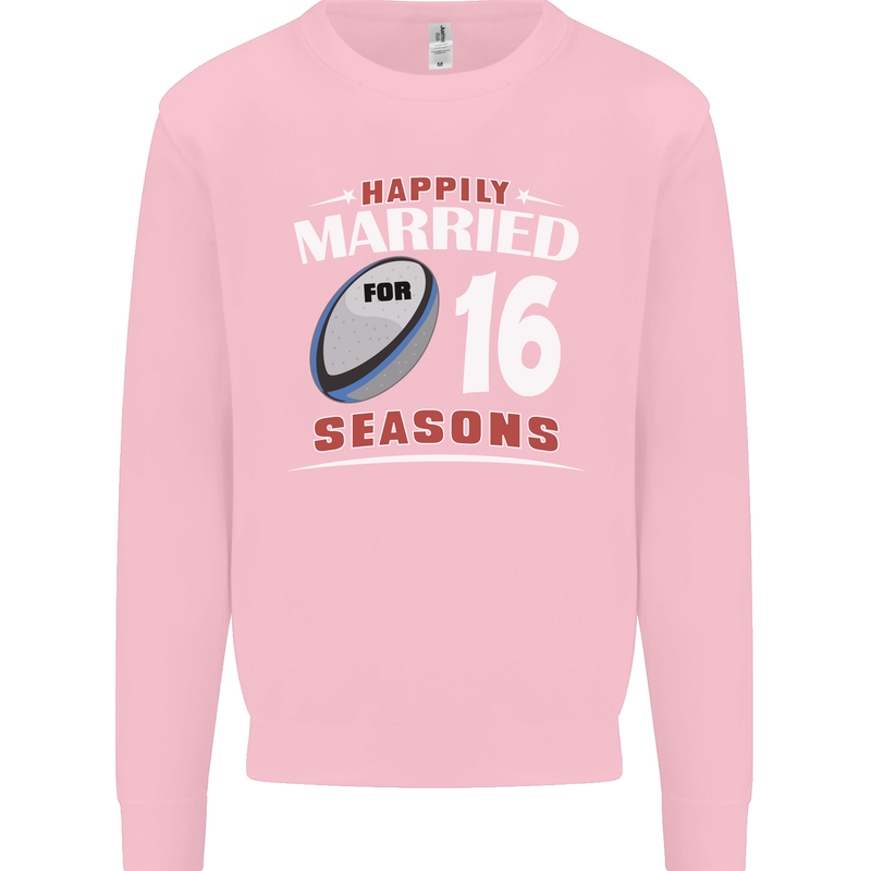 16 Year Wedding Anniversary 16th Rugby Mens Sweatshirt Jumper Light Pink