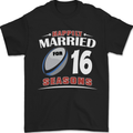 16 Year Wedding Anniversary 16th Rugby Mens T-Shirt 100% Cotton Black