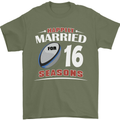 16 Year Wedding Anniversary 16th Rugby Mens T-Shirt 100% Cotton Military Green
