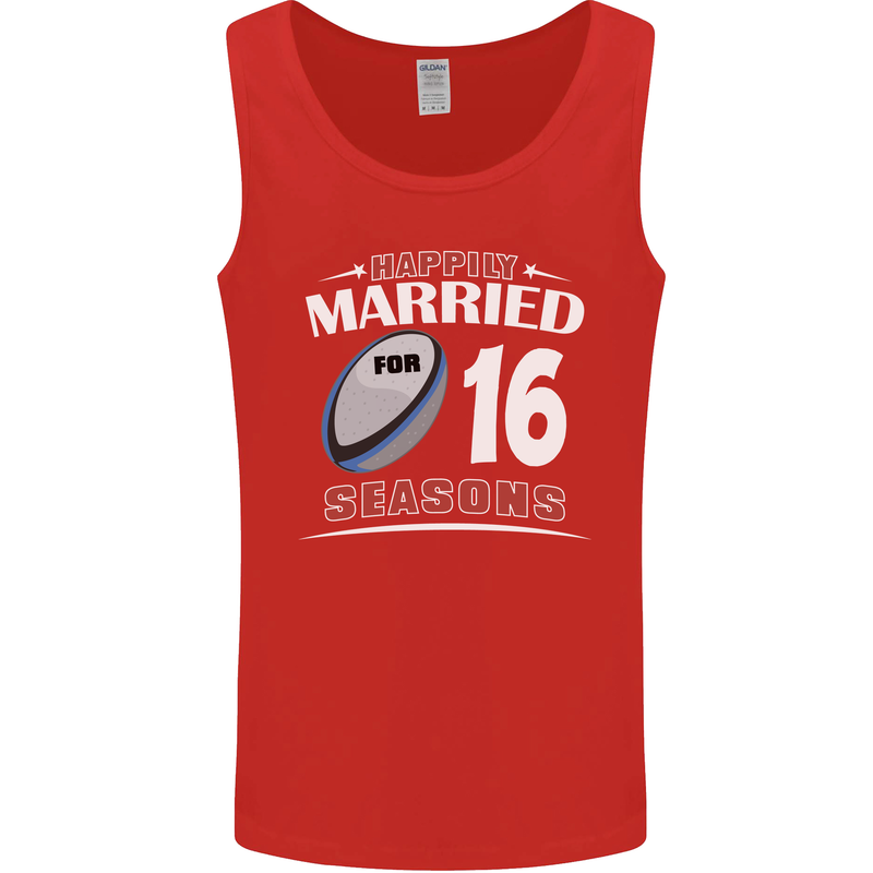 16 Year Wedding Anniversary 16th Rugby Mens Vest Tank Top Red
