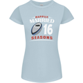 16 Year Wedding Anniversary 16th Rugby Womens Petite Cut T-Shirt Light Blue