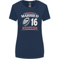 16 Year Wedding Anniversary 16th Rugby Womens Wider Cut T-Shirt Navy Blue