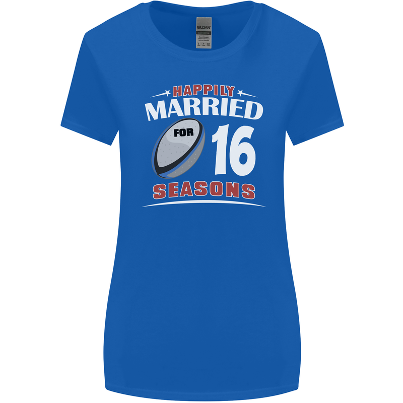 16 Year Wedding Anniversary 16th Rugby Womens Wider Cut T-Shirt Royal Blue
