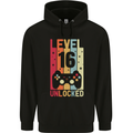 16th Birthday 16 Year Old Level Up Gamming Mens 80% Cotton Hoodie Black