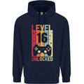 16th Birthday 16 Year Old Level Up Gamming Mens 80% Cotton Hoodie Navy Blue
