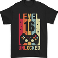 16th Birthday 16 Year Old Level Up Gamming Mens T-Shirt 100% Cotton Black