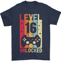 16th Birthday 16 Year Old Level Up Gamming Mens T-Shirt 100% Cotton Navy Blue