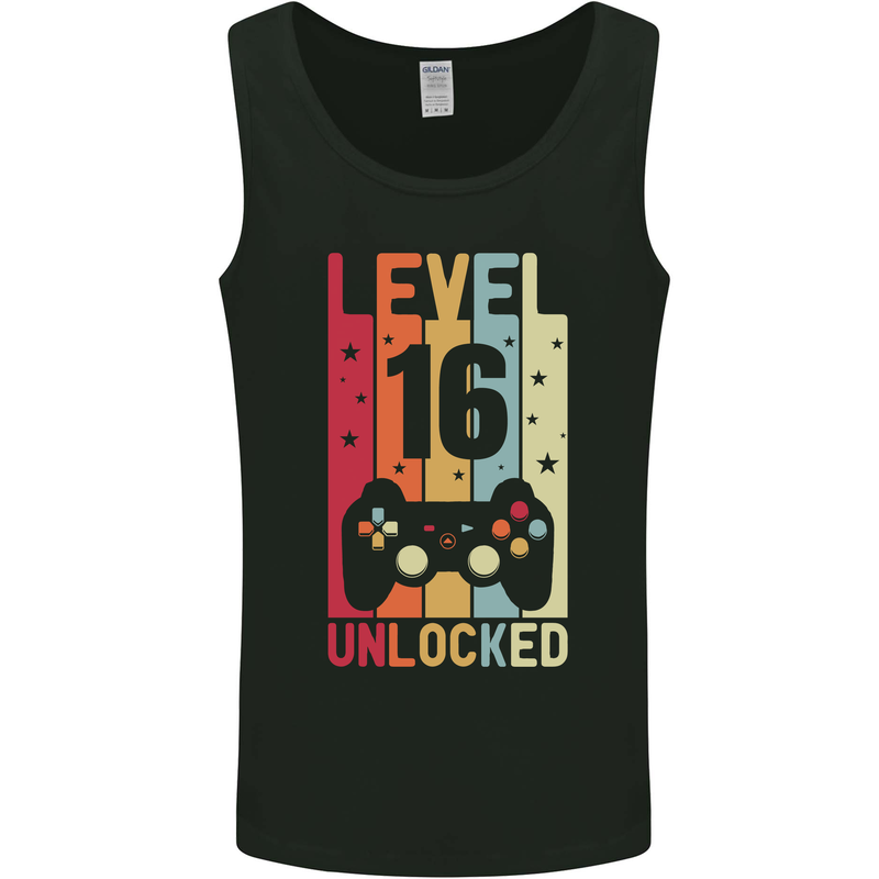 16th Birthday 16 Year Old Level Up Gamming Mens Vest Tank Top Black