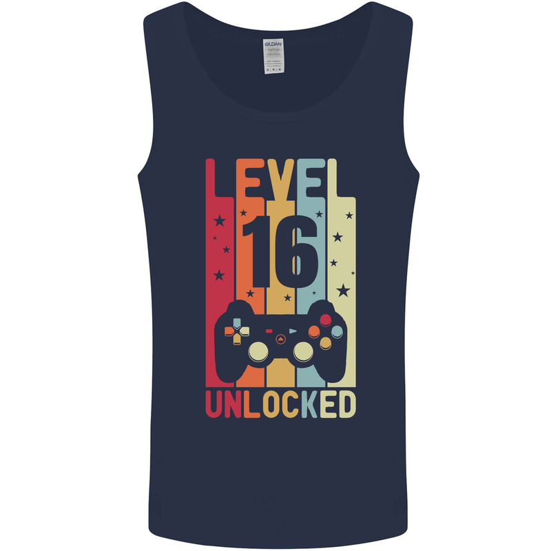 16th Birthday 16 Year Old Level Up Gamming Mens Vest Tank Top Navy Blue