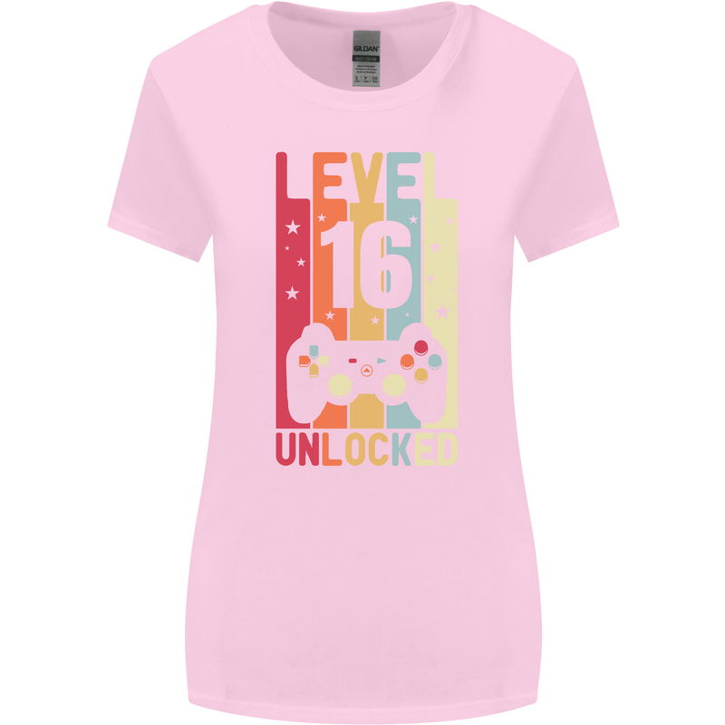 16th Birthday 16 Year Old Level Up Gamming Womens Wider Cut T-Shirt Light Pink