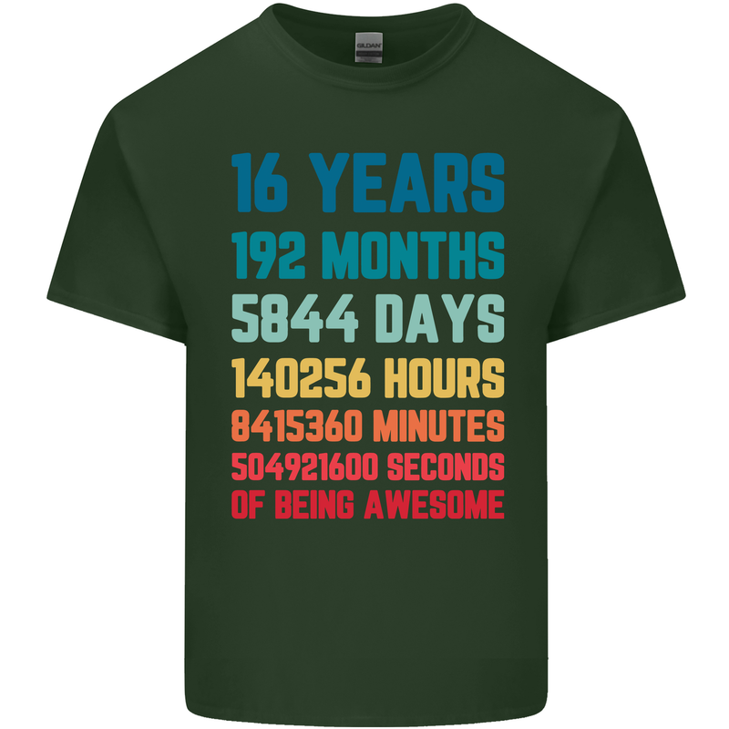 16th Birthday 16 Year Old Mens Cotton T-Shirt Tee Top Forest Green