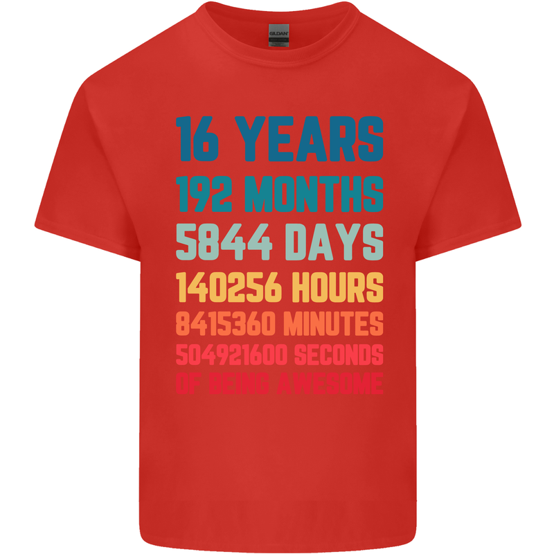 16th Birthday 16 Year Old Mens Cotton T-Shirt Tee Top Red