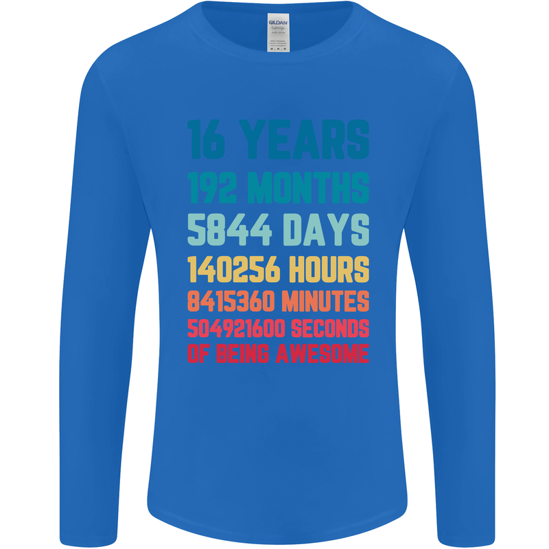 16th Birthday 16 Year Old Mens Long Sleeve T-Shirt Royal Blue