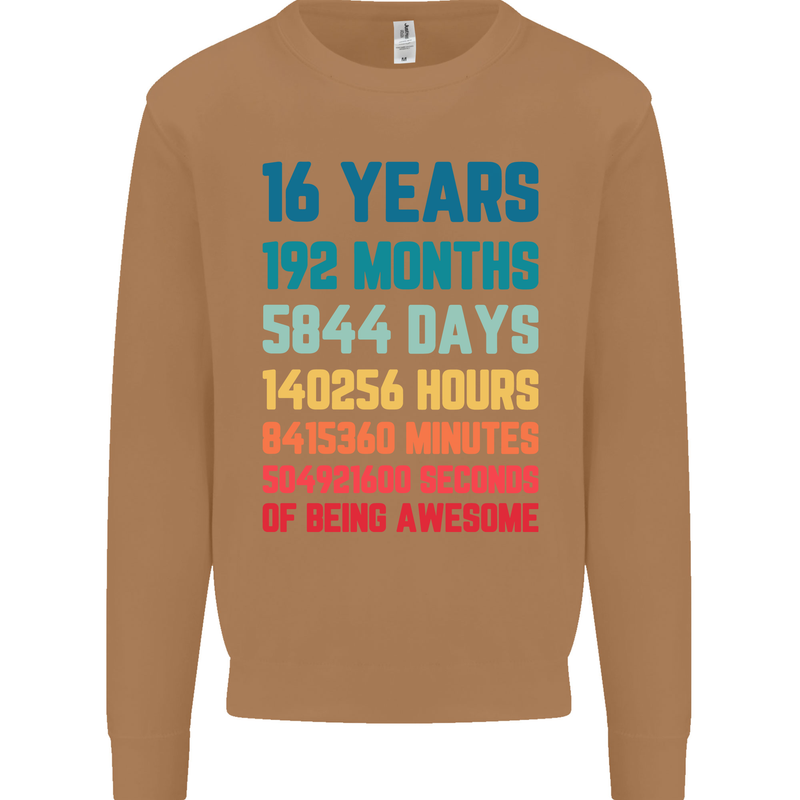 16th Birthday 16 Year Old Mens Sweatshirt Jumper Caramel Latte