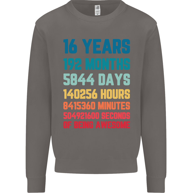 16th Birthday 16 Year Old Mens Sweatshirt Jumper Charcoal