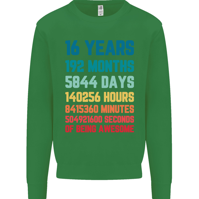 16th Birthday 16 Year Old Mens Sweatshirt Jumper Irish Green