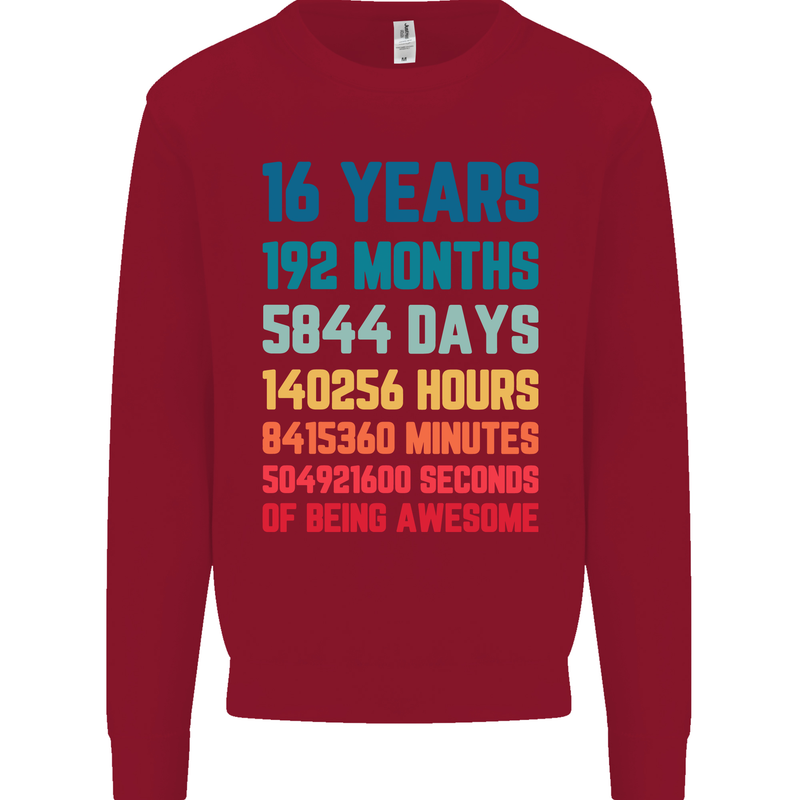 16th Birthday 16 Year Old Mens Sweatshirt Jumper Red