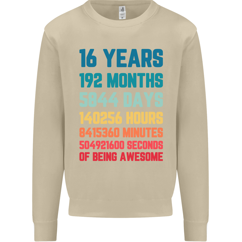 16th Birthday 16 Year Old Mens Sweatshirt Jumper Sand