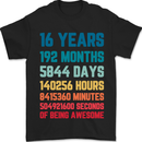 16th Birthday 16 Year Old Mens T-Shirt 100% Cotton Black
