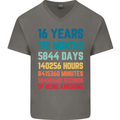 16th Birthday 16 Year Old Mens V-Neck Cotton T-Shirt Charcoal
