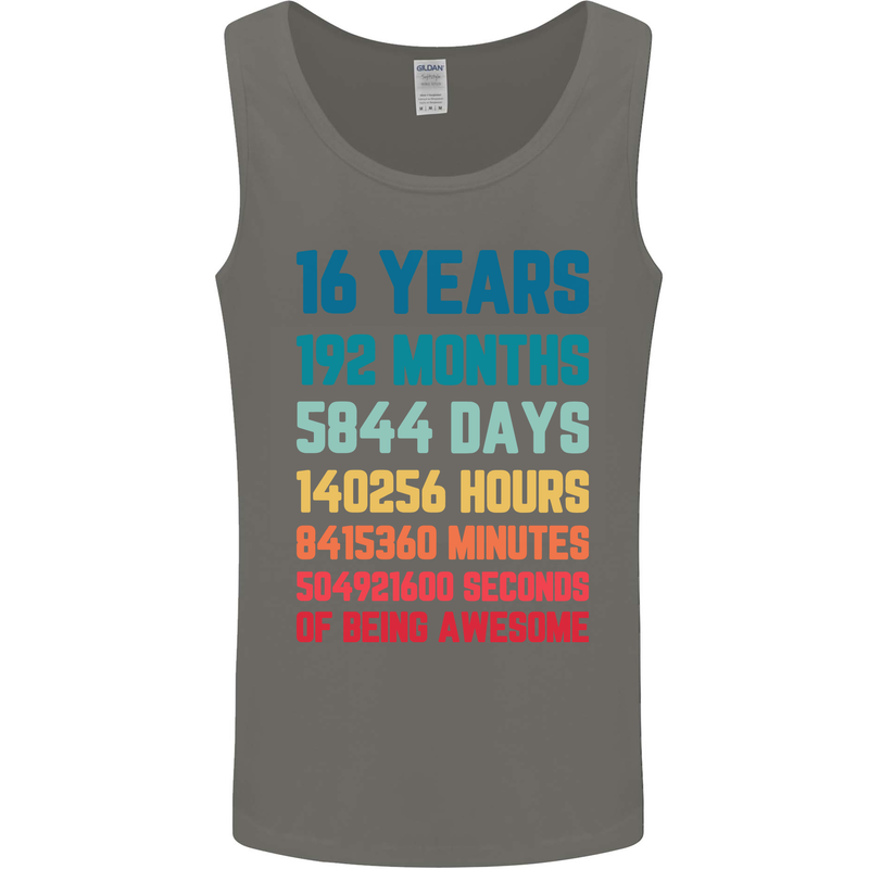 16th Birthday 16 Year Old Mens Vest Tank Top Charcoal
