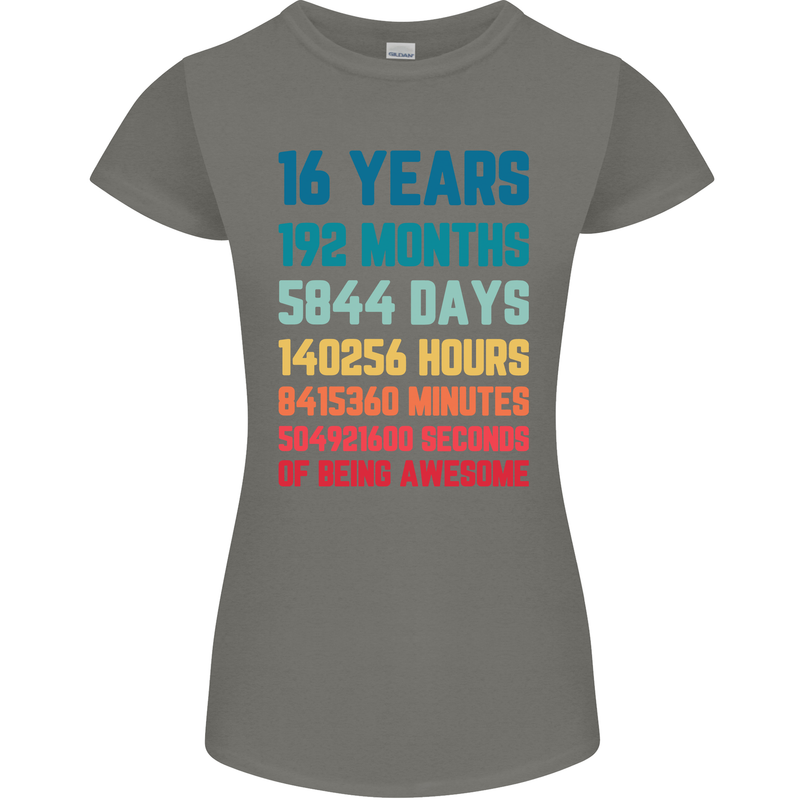 16th Birthday 16 Year Old Womens Petite Cut T-Shirt Charcoal