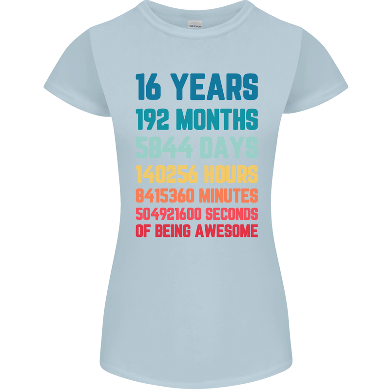 16th Birthday 16 Year Old Womens Petite Cut T-Shirt Light Blue
