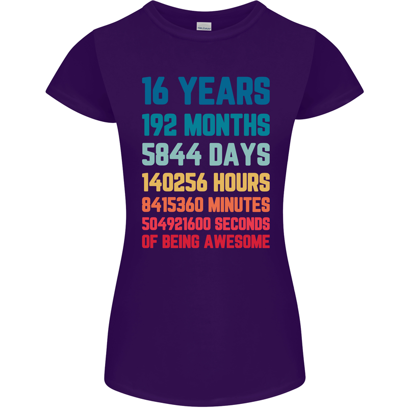 16th Birthday 16 Year Old Womens Petite Cut T-Shirt Purple