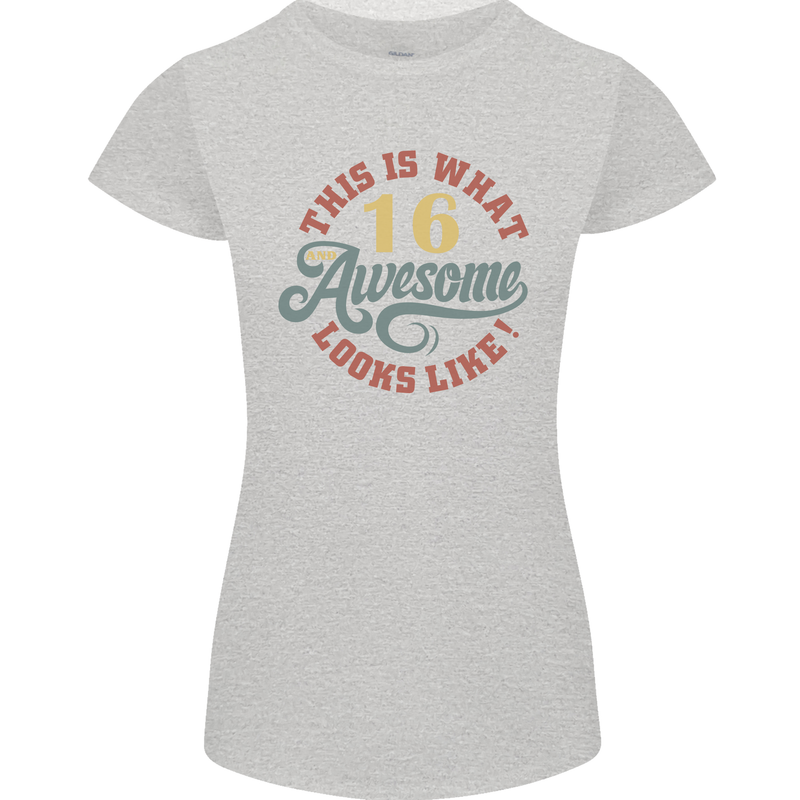 16th Birthday 60 Year Old Awesome Looks Like Womens Petite Cut T-Shirt Sports Grey