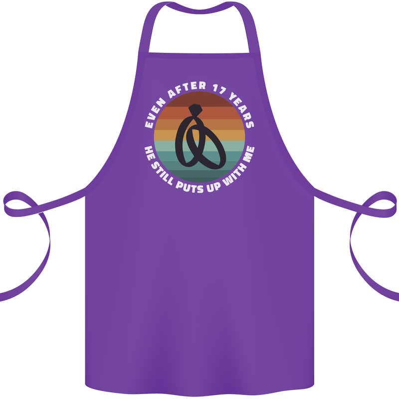 17 Year Wedding Anniversary 17th Marriage Cotton Apron 100% Organic Purple