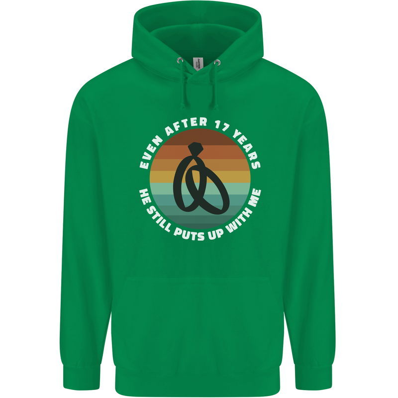 17 Year Wedding Anniversary 17th Marriage Mens 80% Cotton Hoodie Irish Green