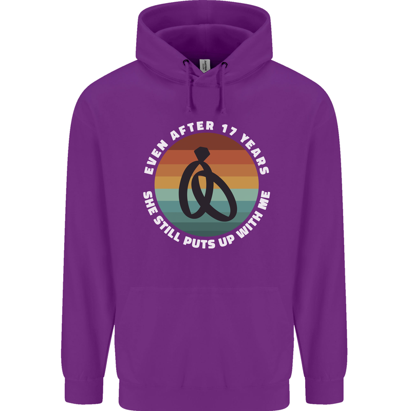 17 Year Wedding Anniversary 17th Marriage Mens 80% Cotton Hoodie Purple