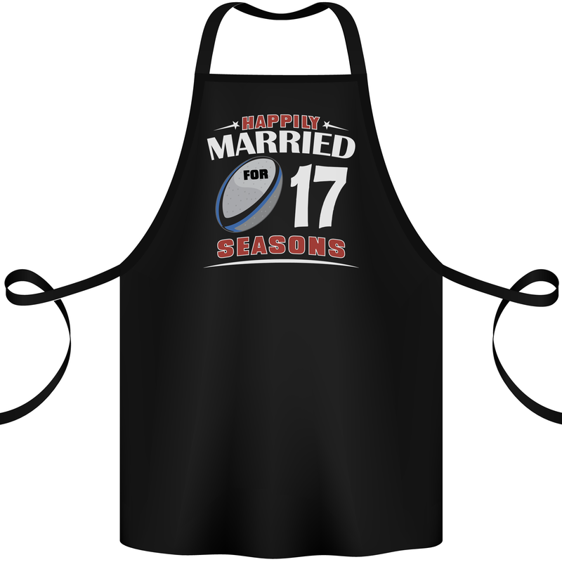 17 Year Wedding Anniversary 17th Rugby Cotton Apron 100% Organic Black