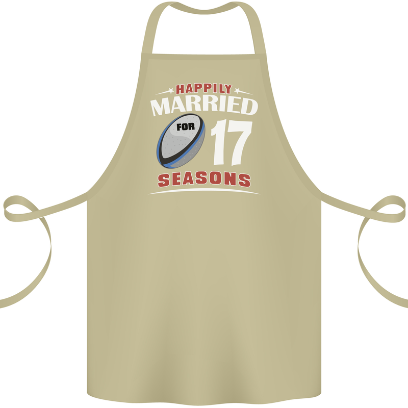 17 Year Wedding Anniversary 17th Rugby Cotton Apron 100% Organic Khaki