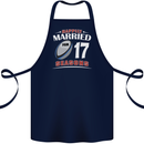 17 Year Wedding Anniversary 17th Rugby Cotton Apron 100% Organic Navy Blue